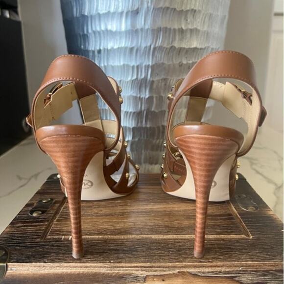Michael Micheal Kors Jagger Studded Stiletto Sandals in Brown - Picture 7 of 9
